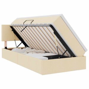 vidaXL Bett mit Stauraum und LED mit Matratze Creme 90 x 200 cm Stoff