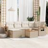 vidaXL 7-tlg. Garten-Sofagarnitur mit Kissen Beige Poly Rattan