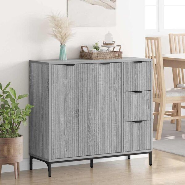 vidaXL Sideboard Graues Sonoma 89,5 x 33 x 82 cm Holzwerkstoff