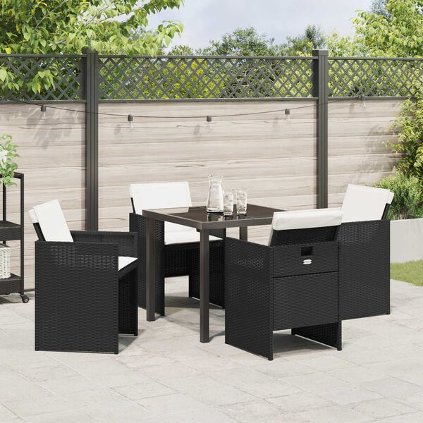 vidaXL Garten Essgruppe 5 pcs Schwarz Poly-Rattan