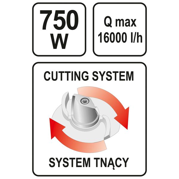 YATO Schmutzwasser-Tauchmotorpumpe 750 W