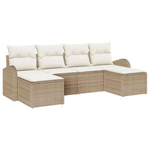 vidaXL Sofa Set mit Kissen 6 pcs Beige und Wei&szlig; Poly-Rattan