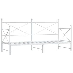 vidaXL Tagesbett Ausziehbar ohne Matratze Wei&szlig; 90x190 cm Stahl