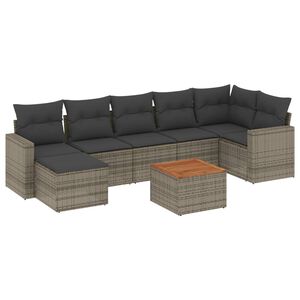 vidaXL 8-tlg. Garten-Sofagarnitur mit Kissen Grau Poly Rattan
