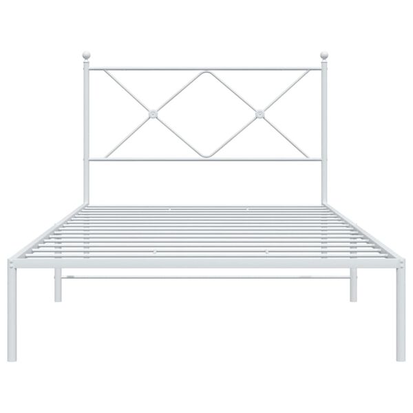 vidaXL Bettgestell mit Kopfteil Metall Weiß 107x203 cm