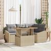 vidaXL Garten-Sofa-Set mit Speicher 5 pcs Beige Poly Rattan