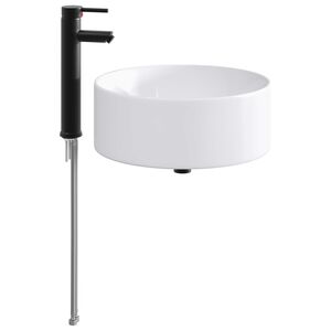 vidaXL Waschbecken mit Wasserhahn und Abfluss Matt Schwarz