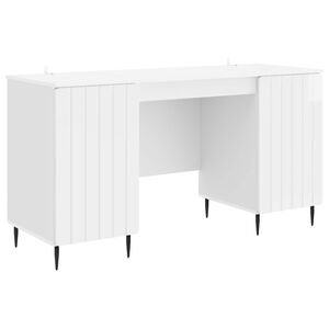 vidaXL Schreibtisch Hochglanz Wei&szlig; 142,5 x 50 x 75 cm Holzwerkstoff