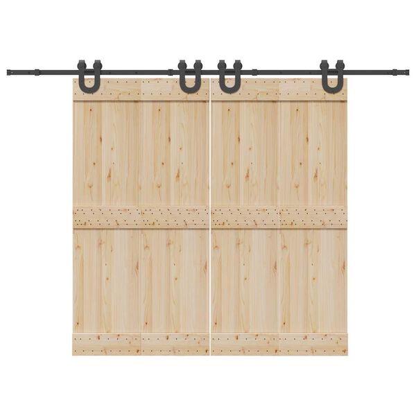 vidaXL Schiebetürbeschlag-Set 366 cm Stahl Schwarz