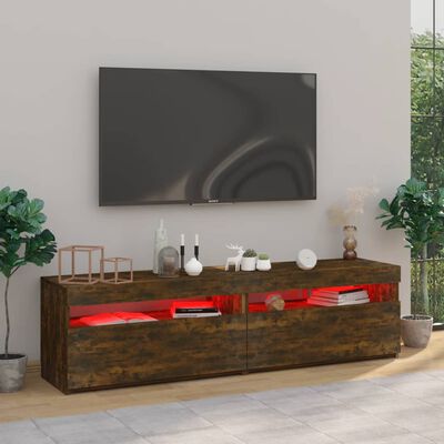 vidaXL TV-Schrank mit LED-Leuchten 2 Stk. Räuchereiche 75x35x40 cm