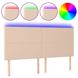 vidaXL LED Kopfteil Cappuccino-Braun 200x5x118/128cm Kunstleder