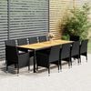 vidaXL 11-tlg. Garten-Essgruppe Poly Rattan Schwarz