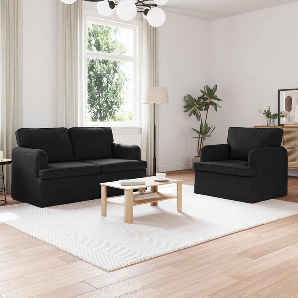 vidaXL Sofa Set 2 pcs Schwarz 144 x 80 x 85 cm Stoff