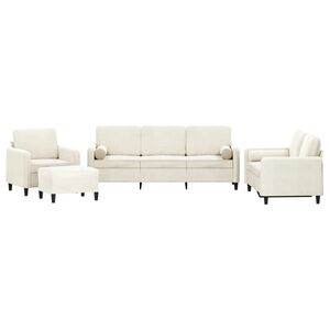 vidaXL 4-tlg. Sofagarnitur mit Kissen Creme Samt