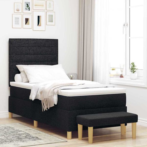 vidaXL Boxspringbett mit Matratze Schwarz 100 x 200 cm Stoff