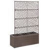 vidaXL Hochbeet mit Rankgitter 3 Töpfe 83×30×130cm Poly Rattan Braun