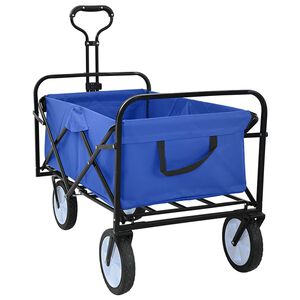 vidaXL Faltbarer Einkaufstrolley mit Bremsen Blau 94 x 53 x 99 cm