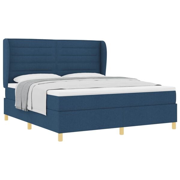 vidaXL Boxspringbett mit Matratze mit Kopfteil Blau 200 x 180 cm Stoff