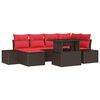 vidaXL Gartensofa-set 7 stk. Braun und Rot Poly-Rattan