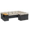 vidaXL 10-tlg. Garten-Sofagarnitur mit Kissen Schwarz Poly Rattan