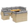 vidaXL 9-tlg. Garten-Sofagarnitur mit Kissen Beige Poly Rattan