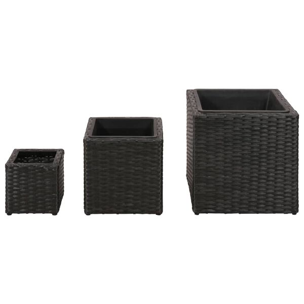 vidaXL Garten-Hochbeet 3-tlg. Poly Rattan Schwarz