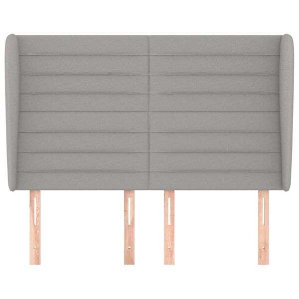 vidaXL Kopfteil mit Ohren Hellgrau 147x23x118/128 cm Stoff