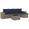 vidaXL 6-teiliges Gartensofa-Set mit Kissen, grau, Polyrattan