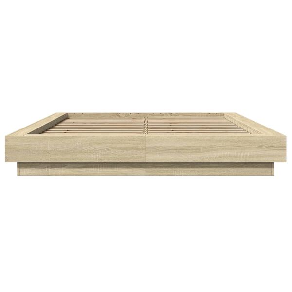 vidaXL Bettgestell Sonoma-Eiche 135x190 cm Holzwerkstoff