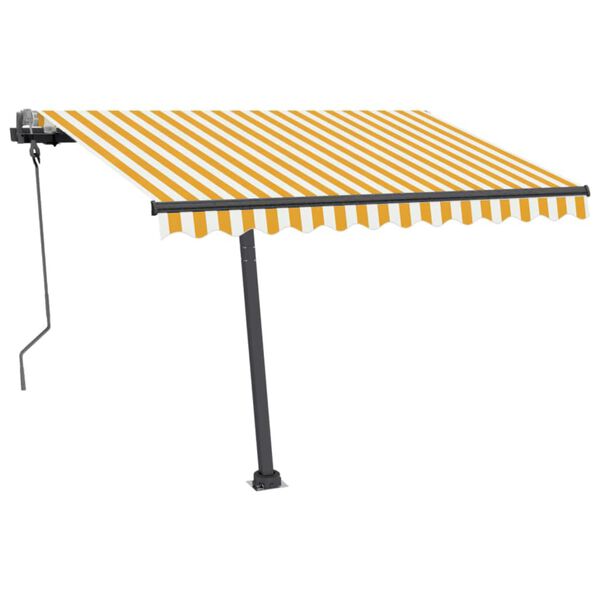 vidaXL Standmarkise Manuell Einziehbar 300x250 cm Gelb/Wei&szlig;
