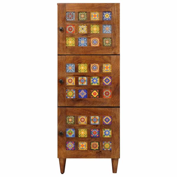 vidaXL Highboard mit T&uuml;r Walnuss 40 x 33 x 110 cm Massivholz Mango