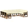 vidaXL Outdoor-Sofagarnitur mit Kissen 9 pcs Natur und Creme