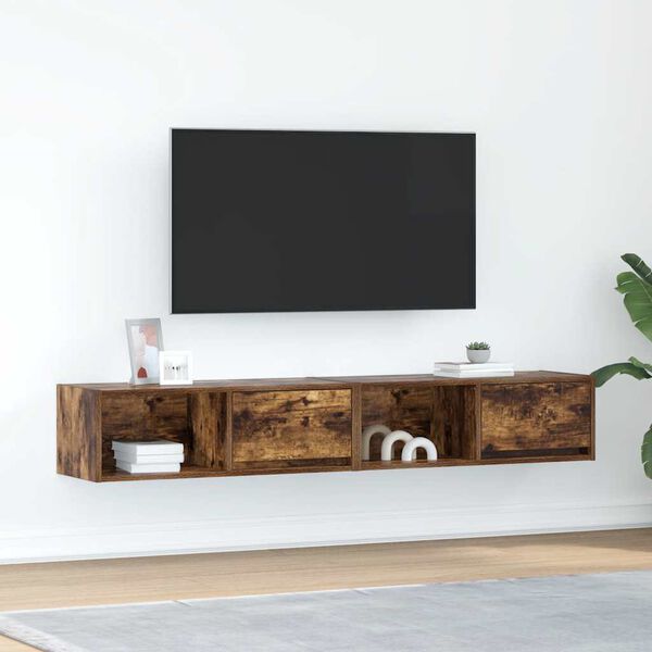 vidaXL TV-Schr&auml;nke 2 Stk. R&auml;uchereiche 80x31x25,5 cm Holzwerkstoff