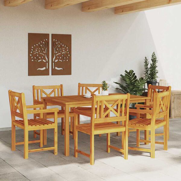 vidaXL Garten Essgruppe 7 pcs Braun Massivholz Akazie