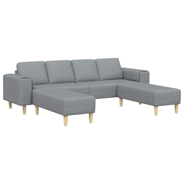 vidaXL Wohnzimmer Couch 3 pcs Hellgrau Polyester