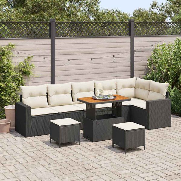 vidaXL Gartensofa-set 9 pcs Schwarz Poly-Rattan