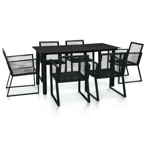 vidaXL 7-tlg. Garten-Essgruppe PVC Rattan Schwarz