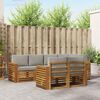 vidaXL Ecksofa Set 7 pcs Nat&uuml;rlich und Hellgrau Massivholz Akazie