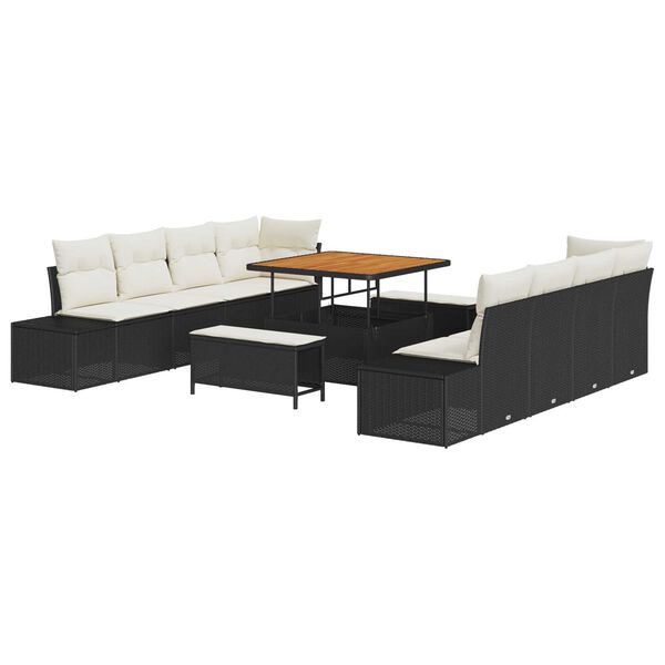 vidaXL Gartensofa-set mit Kissen 11 pcs Schwarz Poly-Rattan