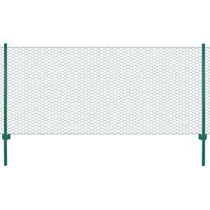 vidaXL Maschendrahtzaun mit Pfosten Stahl 25 x 0,75 m Gr&uuml;n