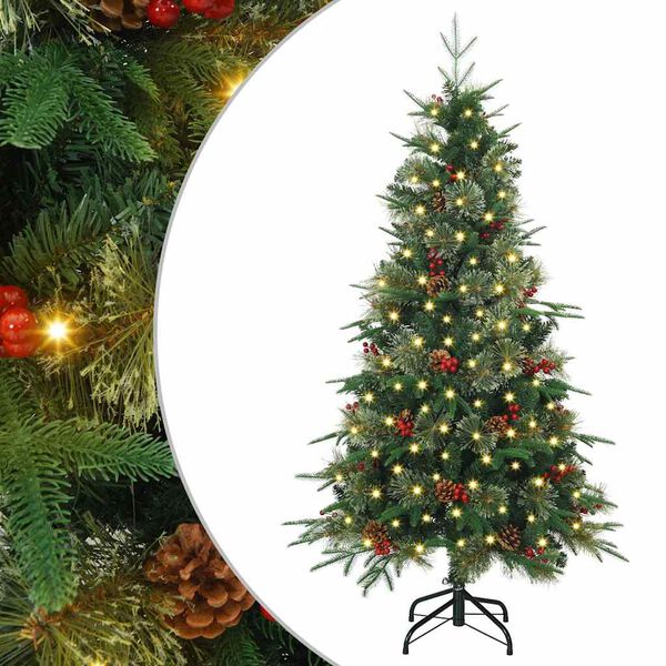 vidaXL K&uuml;nstlicher klappbarer Weihnachtsbaum Gr&uuml;n 150 cm PE und PVC