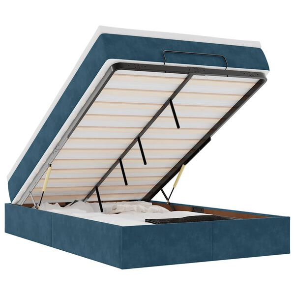 vidaXL Ottoman-Bett mit Matratze Dunkelblau 120x200 cm Samt
