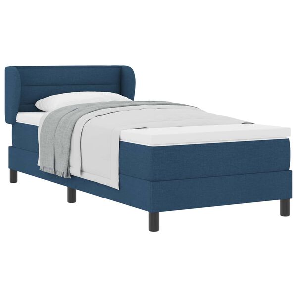 vidaXL Boxspringbett mit Matratze mit Kopfteil Blau 80 x 200 cm Stoff