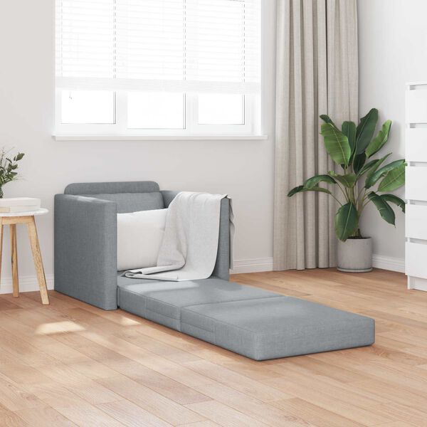 vidaXL Bodensofa mit Schlaffunktion Hellgrau 112x174x55 cm Stoff