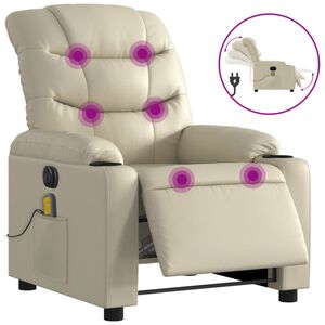 vidaXL Massagesessel Elektrisch Creme Kunstleder