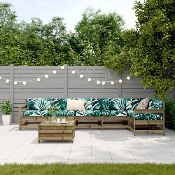vidaXL 7-tlg. Garten-Sofagarnitur Kiefernholz Imprägniert