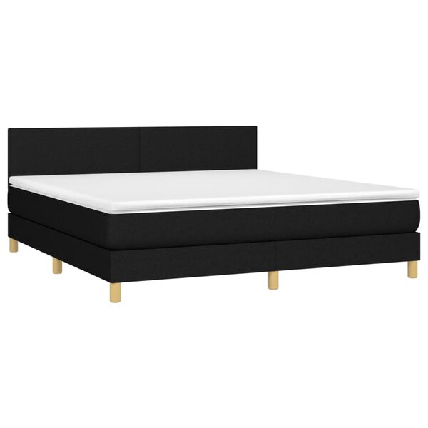 vidaXL Boxspringbett mit Matratze & LED Schwarz 180x200 cm Stoff