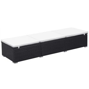 vidaXL Sonnenliege mit Auflage Poly Rattan Schwarz