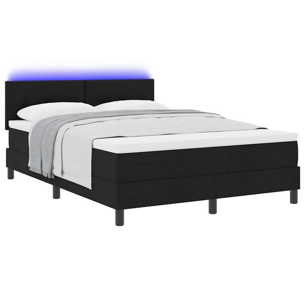vidaXL Boxspringbett mit Matratze mit LED Schwarz 140 x 190 cm Stoff