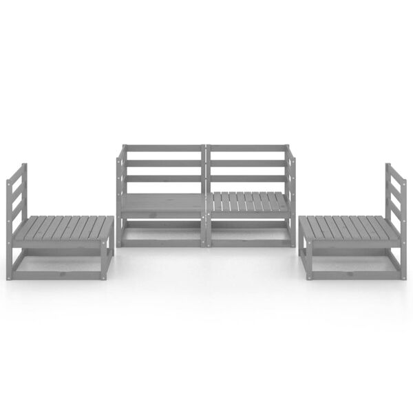 vidaXL 4-tlg. Garten-Lounge-Set Grau Massivholz Kiefer